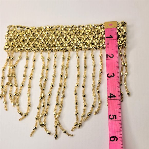 Gold Tassel Choker Necklace & Arm Wrist Jewelry Accessory Halloween Costume NEW - Picture 8 of 14